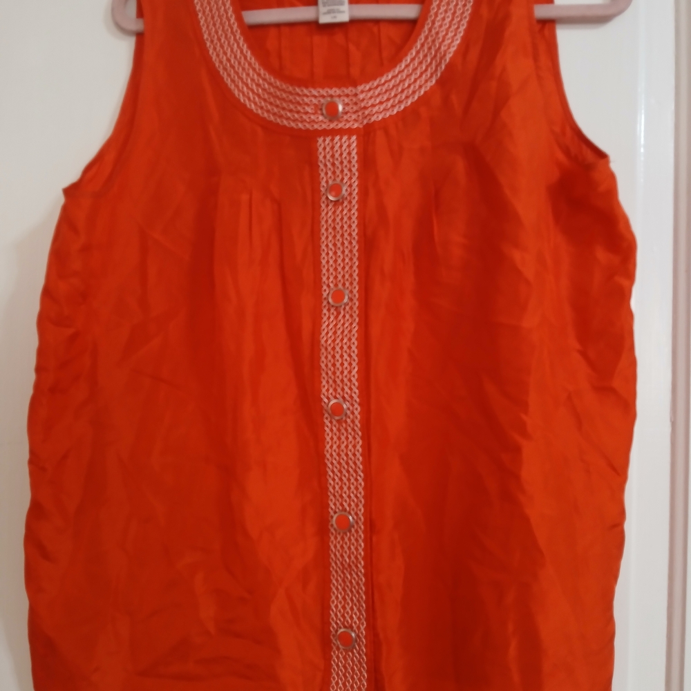 Vibrant Orange Sleeveless Blouse